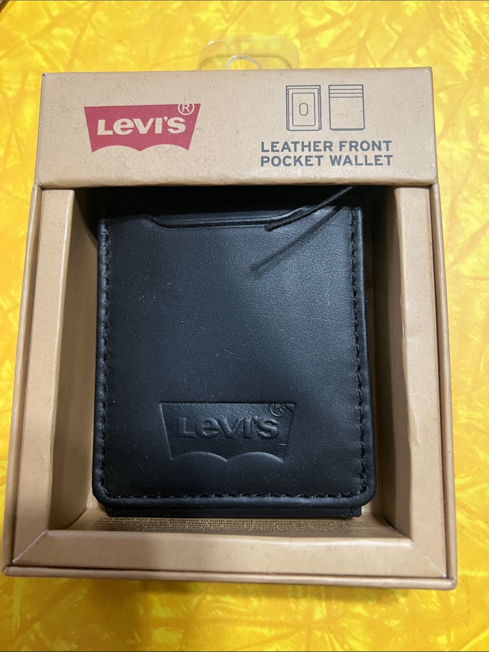 Levi's Black Leather Front-Pocket Minimal Wallet